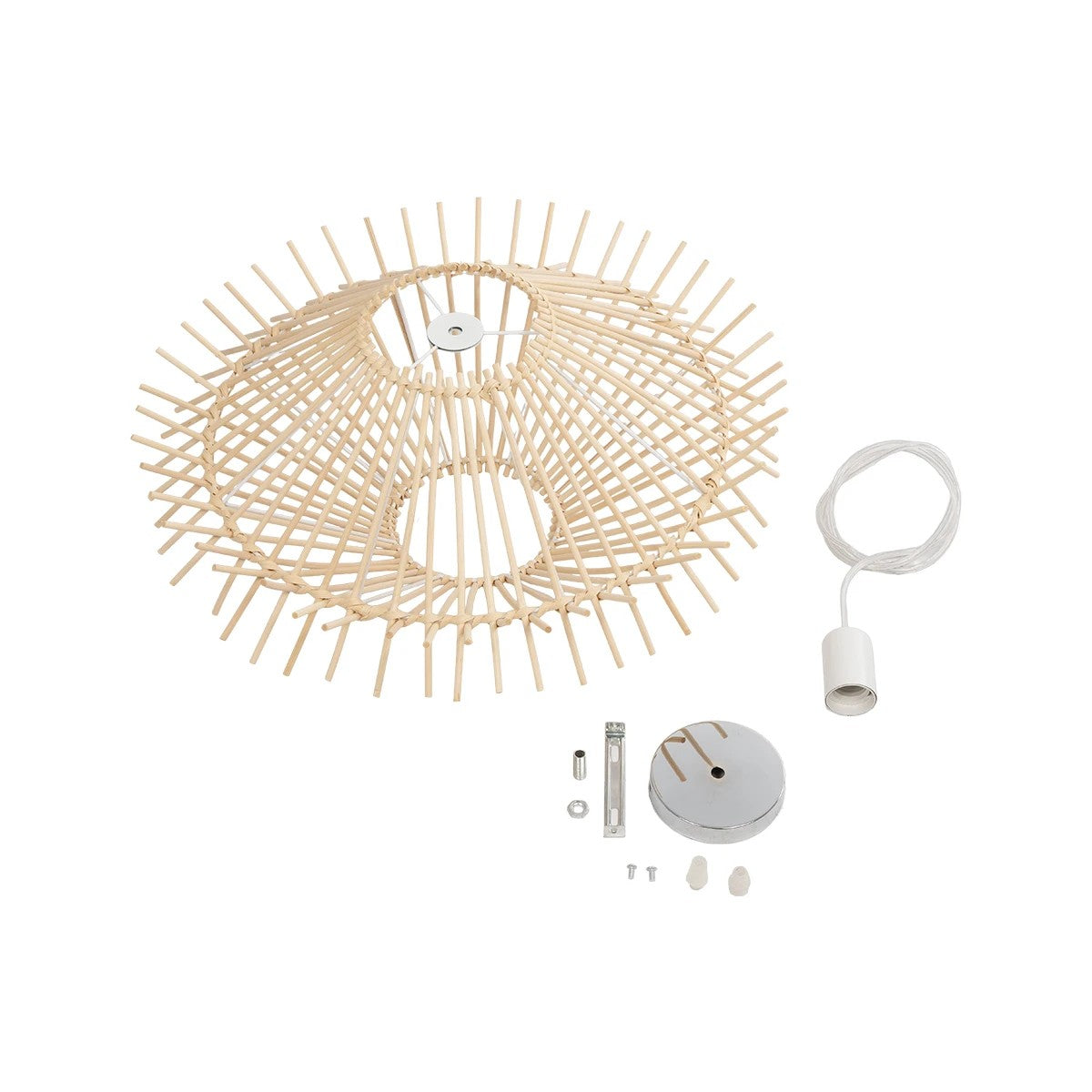 GLOBOSTAR® SASSO 999-0201 Boho Κρεμαστό Φωτιστικό Οροφής με Ντουί 1 x E27 AC 220-240V IP20 - Μπεζ - Μ50 x Π50 x Y23cm