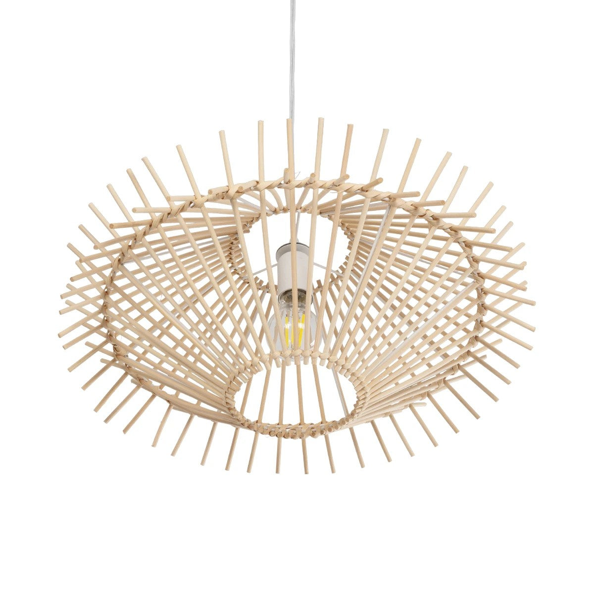 GLOBOSTAR® SASSO 999-0201 Boho Κρεμαστό Φωτιστικό Οροφής με Ντουί 1 x E27 AC 220-240V IP20 - Μπεζ - Μ50 x Π50 x Y23cm