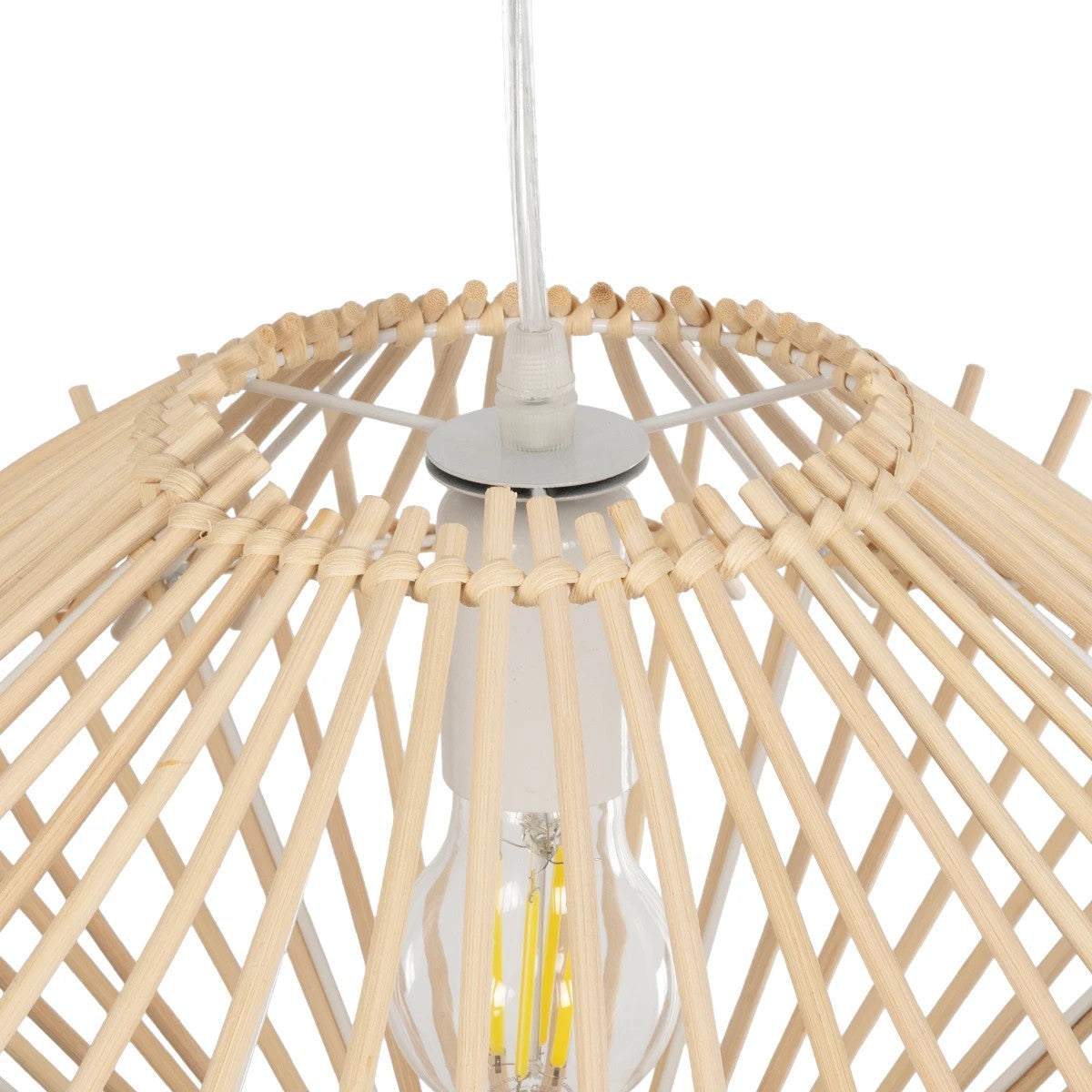 GLOBOSTAR® SASSO 999-0201 Boho Κρεμαστό Φωτιστικό Οροφής με Ντουί 1 x E27 AC 220-240V IP20 - Μπεζ - Μ50 x Π50 x Y23cm