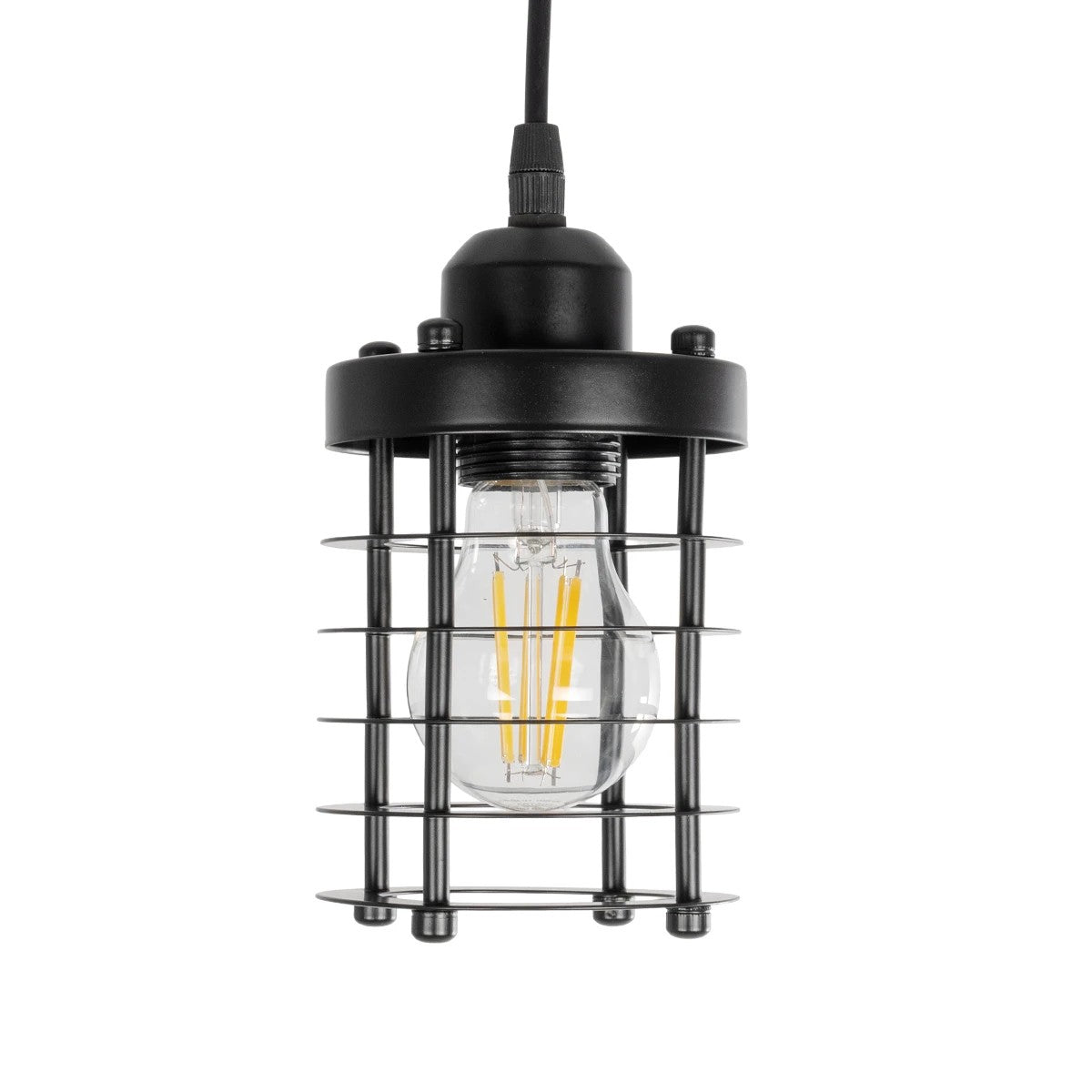 GLOBOSTAR® DARSEY 999-0227 Vintage Κρεμαστό Φωτιστικό Οροφής με Ντουί 1 x E27 AC 220-240V IP20 - Μαύρο - Μ10 x Π10 x Υ19cm