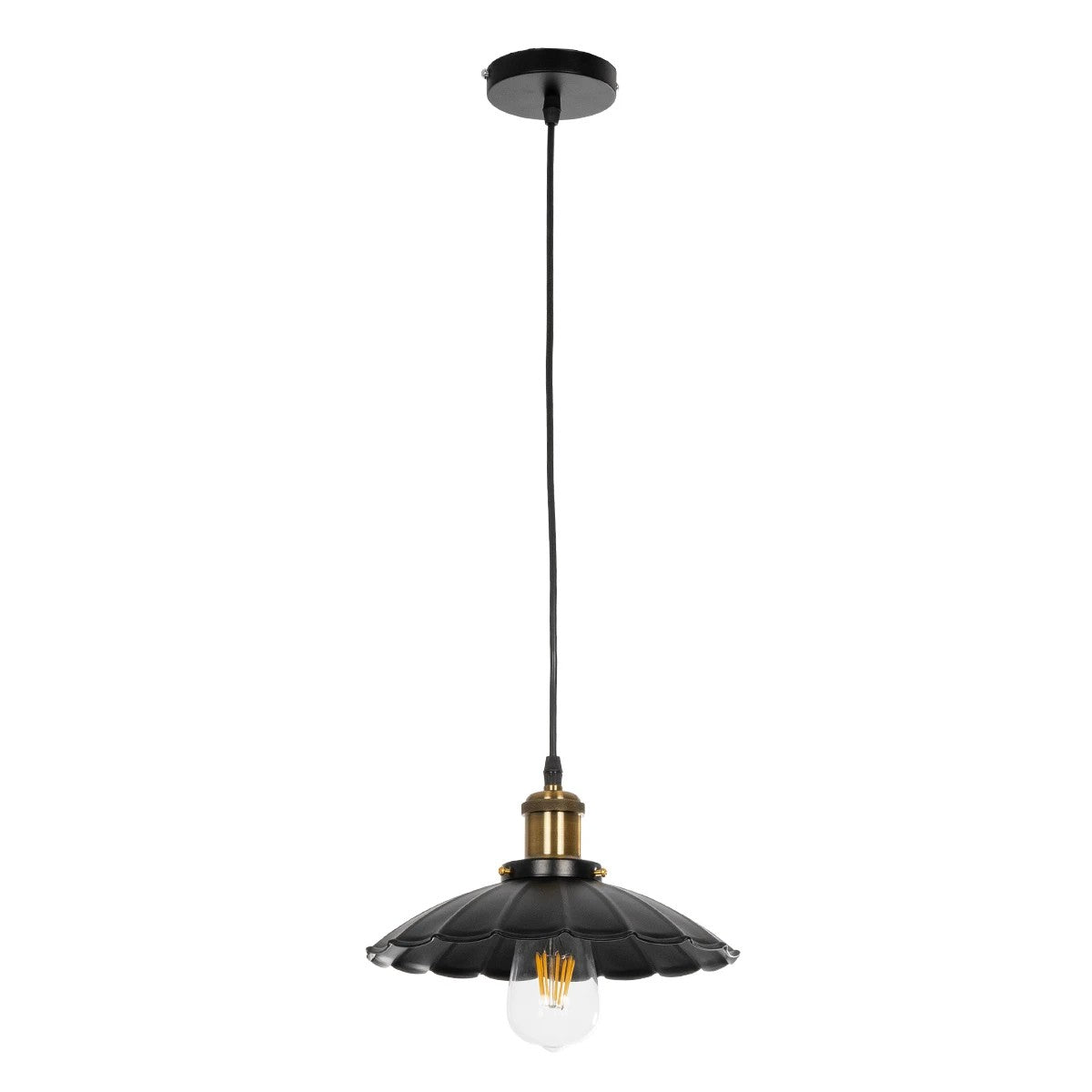GLOBOSTAR® MARGI 999-0229 Vintage Κρεμαστό Φωτιστικό Οροφής με Ντουί 1 x E27 AC 220-240V IP20 - Μαύρο & Χρυσό - Μ26 x Π26 x Υ14cm - ledmania.gr