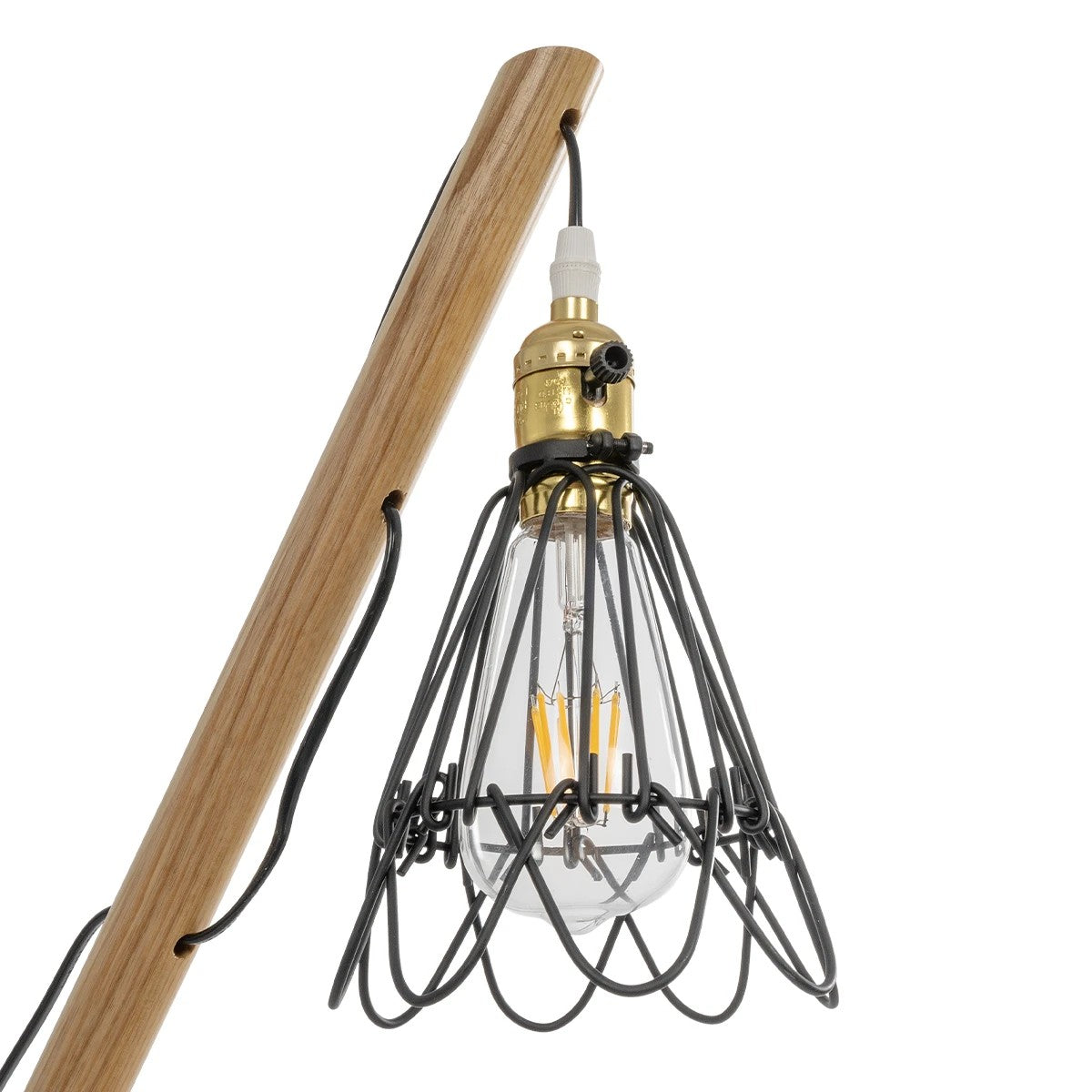 GloboStar® ELMA 999-0239 Μοντέρνο Επιτραπέζιο Φωτιστικό Πορτατίφ Μονόφωτο 1 x E27 IP20 Μπεζ Ξύλο με Μαύρο Μέταλλο - Μ35 x Π20 x Υ43cm - ledmania.gr