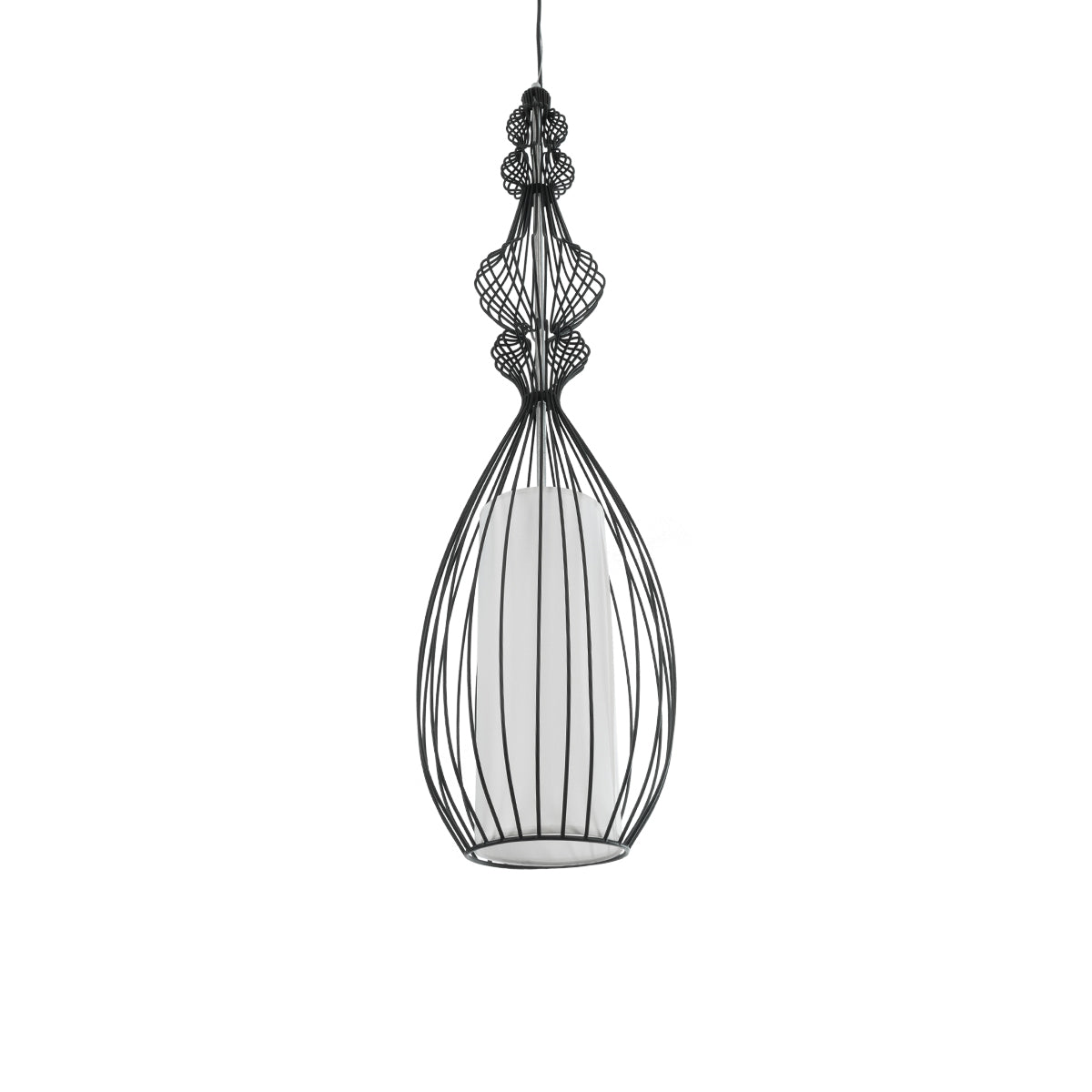 GLOBOSTAR® LILY 01561 Vintage Κρεμαστό Φωτιστικό Οροφής με Ντουί 1 x E27 AC 220-240V IP20 - Μαύρο & Λευκό - Μ90 x Π90 x Υ20cm - ledmania.gr