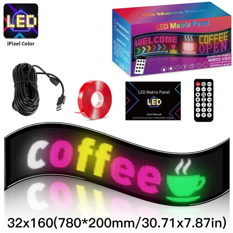 GLOBOSTAR® MATRIX GLB-106-0010 Εύκαμπτη Κυλιόμενη Ψηφιακή Επιγραφή 78x20cm P4.5 160x32 Pixel LED 20W AC 220-240V Αδιάβροχο IP65 Πολύχρωμο RGB - Bluetooth Control μέσω iPIXEL APP - Μ78 x Π0.4 x Υ20cm - 2 Χρόνια Εγγύηση