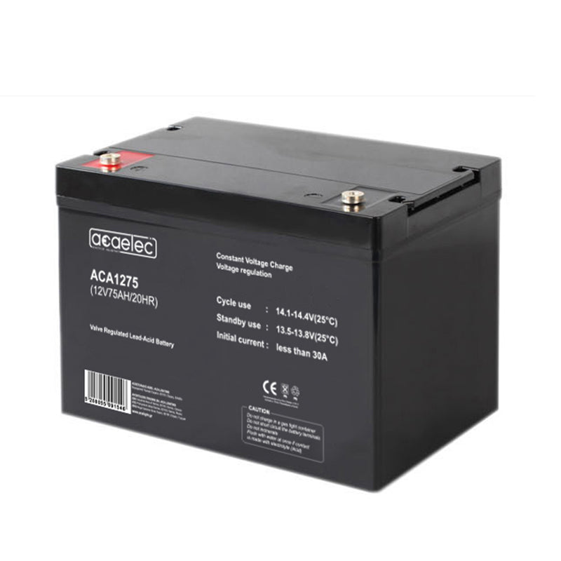ΜΠΑΤΑΡΙΑ AGM VRLA 12V 75AH/20HR (M6 τερματικό) - ledmania.gr