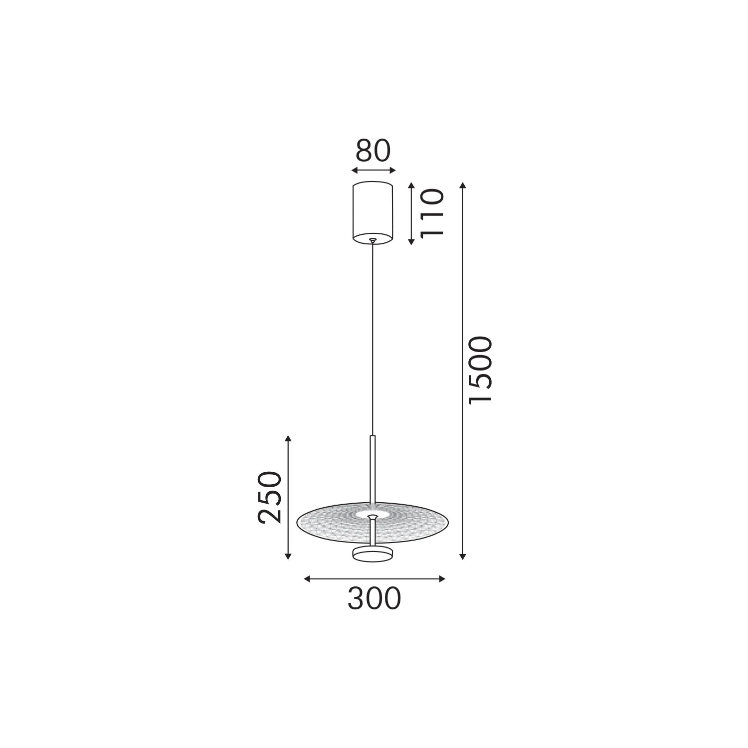 LOFTY- PENDANT LAMP SAND GOLD ALUMINIUM LED SMD 8W 2700Κ 560LM IP20 Φ300x1500mm