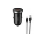 XO car charger CC56 PD 30W QC 1x USB 1x USB-C black + USB - Lightning cable - ledmania.gr