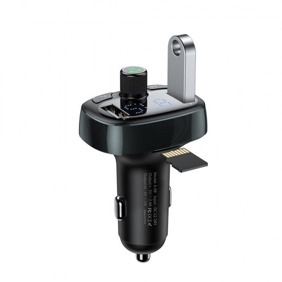 Baseus FM Transmitter T Shaped S-09 Bluetooth MP3 Car Charger Black - ledmania.gr