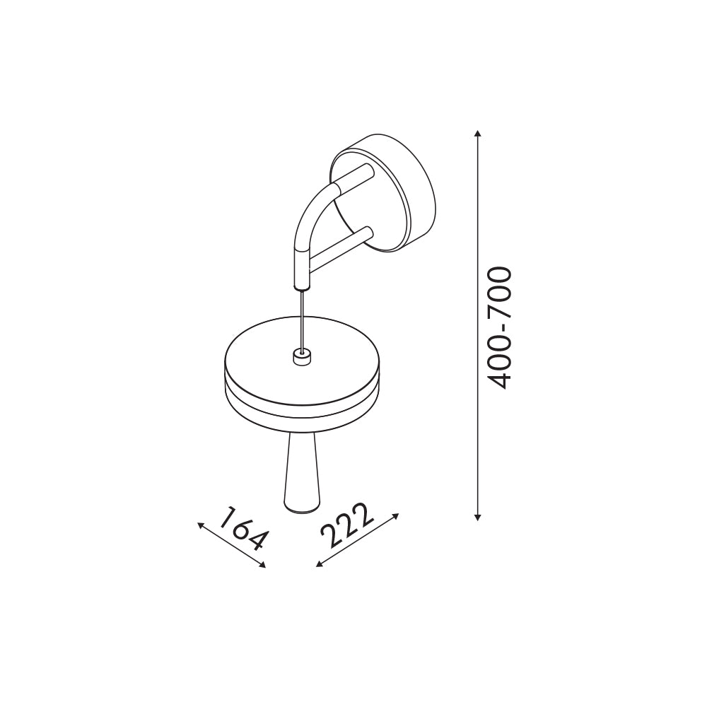 ASIAN-ΦΩΤΙΣΤΙΚΟ ΕΠΙΤΟΙΧΟ ΧΡΥΣΟ ΑΛΟΥΜΙΝΙΟΥ LED SMD 11W CCT 715LM IP20 164X222X400-700MM - ledmania.gr