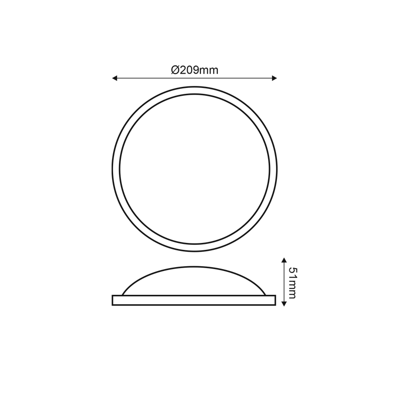 LED PC BLACK CEIL LUMINAIRE 230V AC IP65 20W 1800lm 6000K 110° Ra80 - ledmania.gr