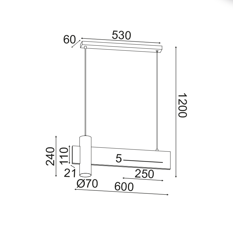 ^ΚΡΕΜΑΣΤΟ Φ/Σ LED 1XGU10+ 12W LED 3000K 960LM ΑΠΟΧΡ.ΜΑΥΡΟΥ ΜΑΡΜΑΡΟΥ ΜΕΤ/ΚΟ 60Χ7ΧΗ120CM LINEA - ledmania.gr
