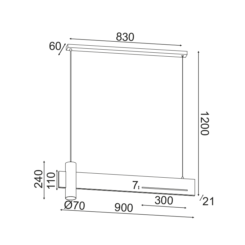 ^ΚΡΕΜΑΣΤΟ Φ/Σ LED 1XGU10+ 18W LED 3000K 1440LM ΑΠΟΧΡ.ΜΑΥΡΟΥ ΜΑΡΜΑΡΟΥ ΜΕΤ/ΚΟ 90Χ7ΧΗ120CM LINEA - ledmania.gr