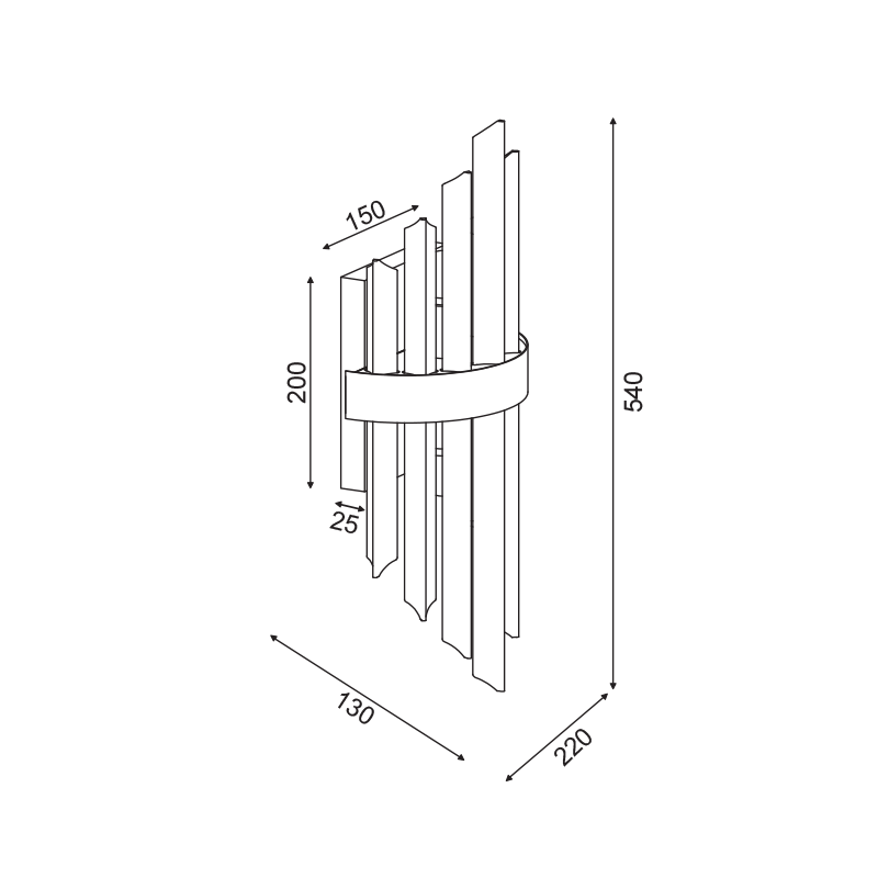 ^ΕΠΙΤΟΙΧΟ Φ/Σ 2XE14 ΚΡΥΣΤΑΛΛΟ + ΧΡΥΣΟ ΜΕΤ/ΚΟ 22X13X54CM EMPIRE - ledmania.gr