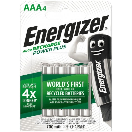 Energizer Power Plus Επαναφορτιζόμενη LR03 AAA 700mAh 4BL - ledmania.gr