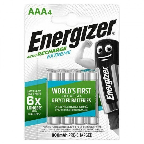 Energizer Extreme Επαναφορτιζόμενη LR03 AAA 800mAh 4BL - ledmania.gr