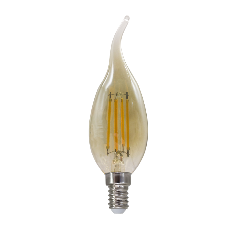 LED FILAMENT E14 STEP-DIM C35 4W TIP AMBER 2700K 230V AC 500LM RA80 30000H 360° - ledmania.gr