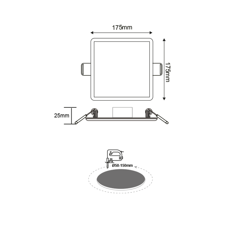 FLEXIBLE W SQUARE LED SLIM PANEL 15W 4000K 1330Lm 230V Φ50-150 120° Ra80 - ledmania.gr