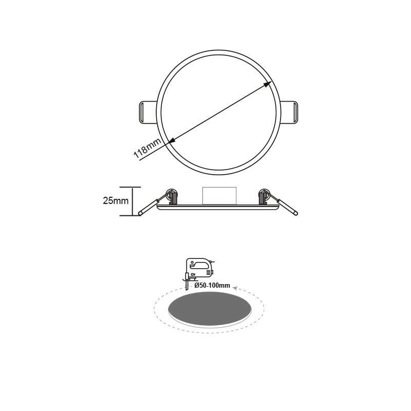 FLEXI W ROUND LED SLIMPANEL 9W 3000K 700Lm 230V Φ50-100 120° - ledmania.gr