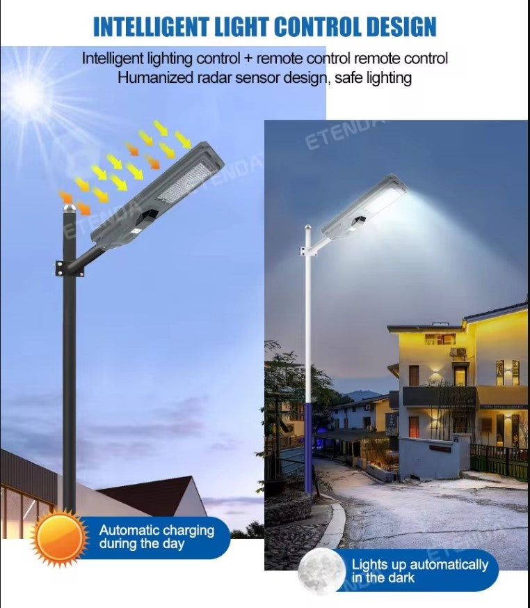 Ηλιακό Φωτιστικό Δρόμων Led 800W με αισθητήρα φως για εξωτερικούς χώρους Αδιάβροχο IP67 All-in-One Solar Light Street - ledmania.gr