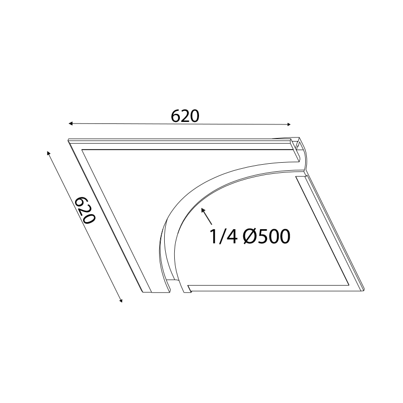 ^ΓΥΨΙΝΟ TRIMLESS ΦΩΤΙΣΤΙΚΟ ANDIE 1/4 ΤΟΥ ΚΥΚΛΟΥ 62x62x5CM - ledmania.gr