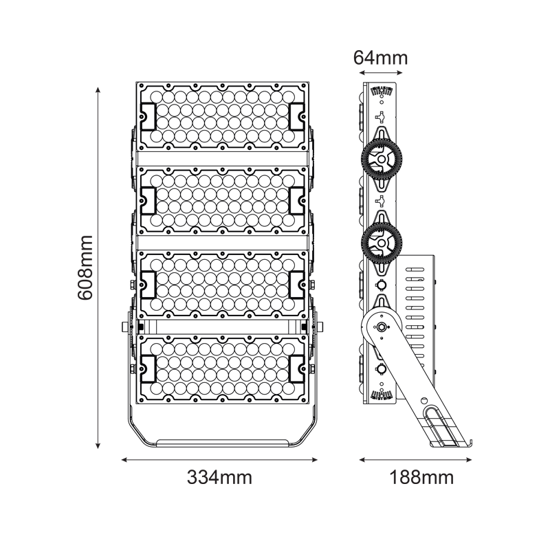 LED HIGH POWER FLOOD LUMINAIRE 480W, 74400LM, 5000K, 20°, 230V AC, IP66, IK10 - ledmania.gr