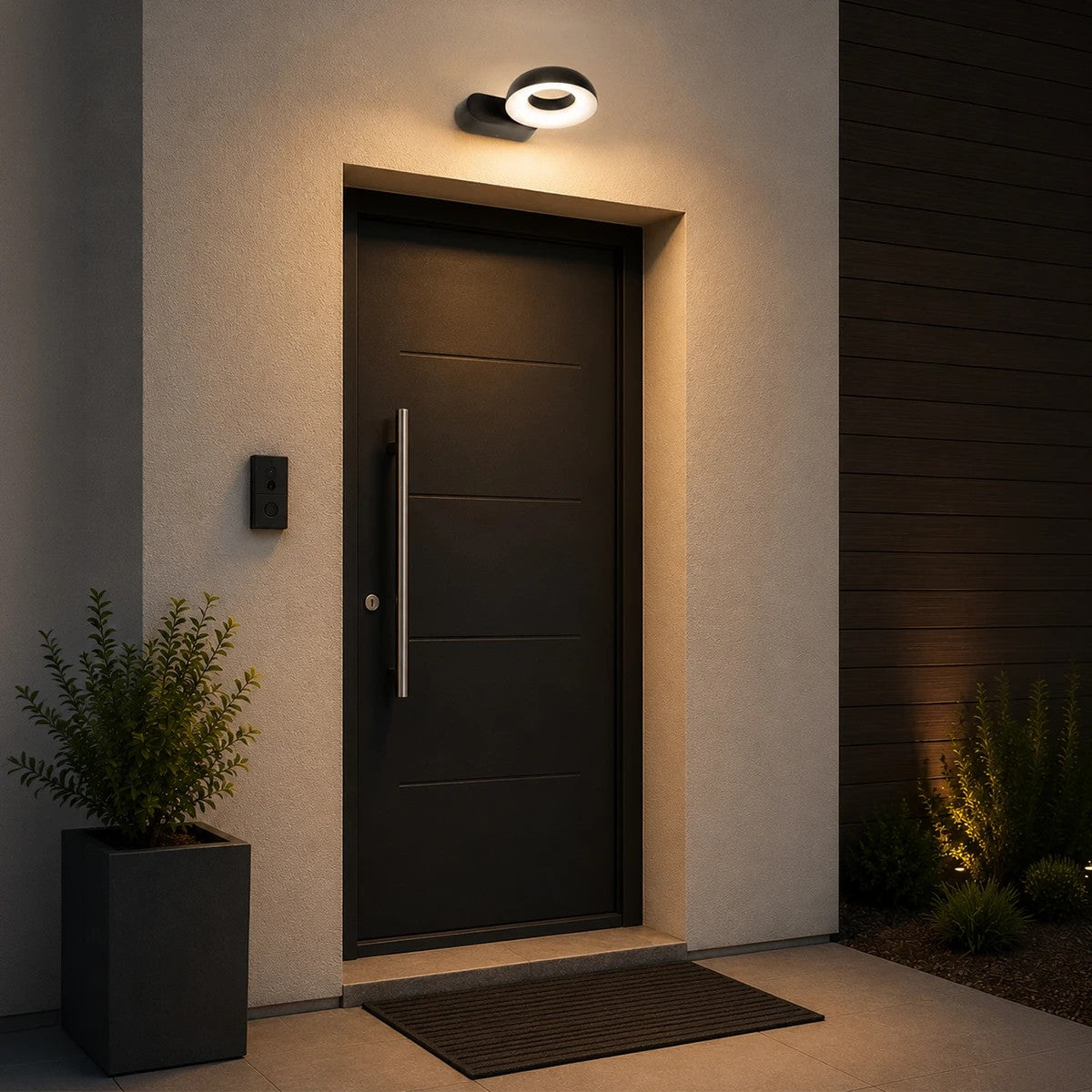 GLOBOSTAR® LINEART GLB-103-0037 Φωτιστικό Τοίχου / Απλίκα LED 12W 1080lm 120° AC 220-240V Αδιάβροχο IP65 Θερμό Λευκό 2700K - Sanan SMD Chip - Μαύρο Ματ - Μ16 x Π20 x Υ15cm - 3 Χρόνια Εγγύηση