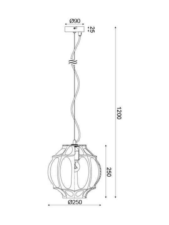 ΚΡΕΜΑΣΤΟ Φ/Σ 1ΧΕ27 ΓΥΑΛΙ ΓΚΡΙ Φ25ΧΗ120CM - ledmania.gr