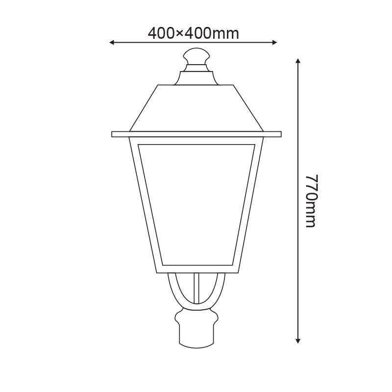 ΦΑΝΑΡΙ 4 ΠΛΕΥΡΩΝ RAL7016M ΚΟΛΩΝΑΣ Φ76 40Χ40Χ77CM - ledmania.gr