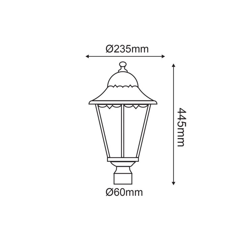 ΦΑΝΑΡΙ ΚΟΛΩΝΑΣ ΜΑΥΡΟ ΜΑΤ RAL9005M  23.5Χ44,5cm Φ60 - ledmania.gr