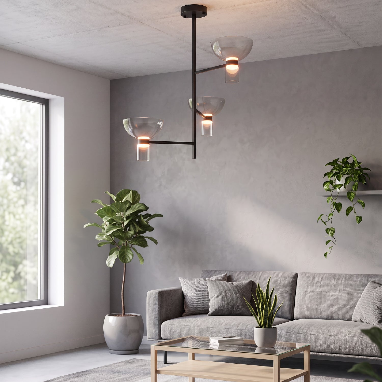 ΚΡΕΜΑΣΤΟ ΦΩΤΙΣΤΙΚΟ ACA HM250453A ΜΑΥΡΟ ΔΙΑΦΑΝΕΣ LED 24W 3000K IP20 D85XH78CM