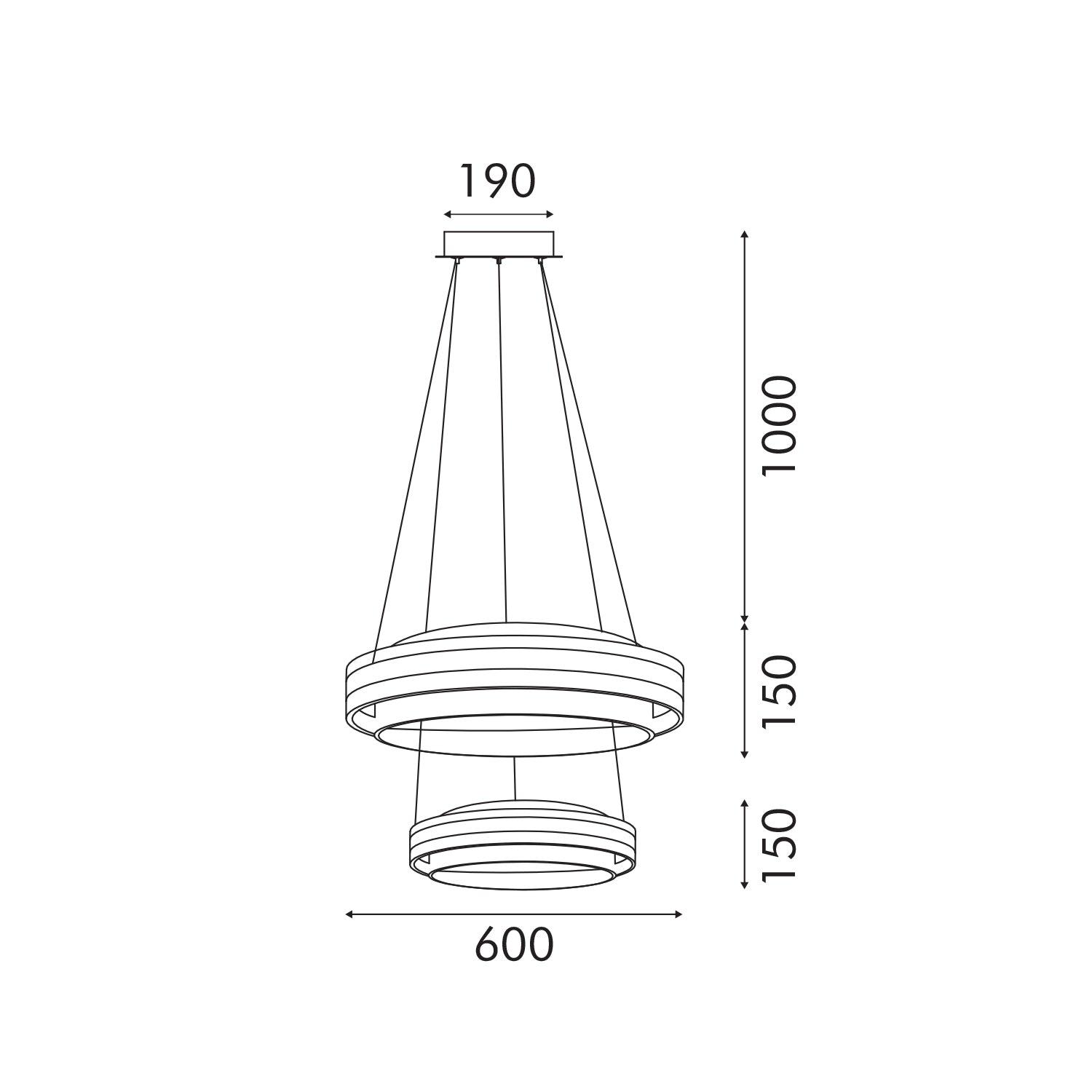 ΚΡΕΜΑΣΤΟ ΦΩΤΙΣΤΙΚΟ ACA HM25144R ΧΡΥΣΟ LED 70W 2700K-3000K-4000K IP20 D60+D40XH120CM