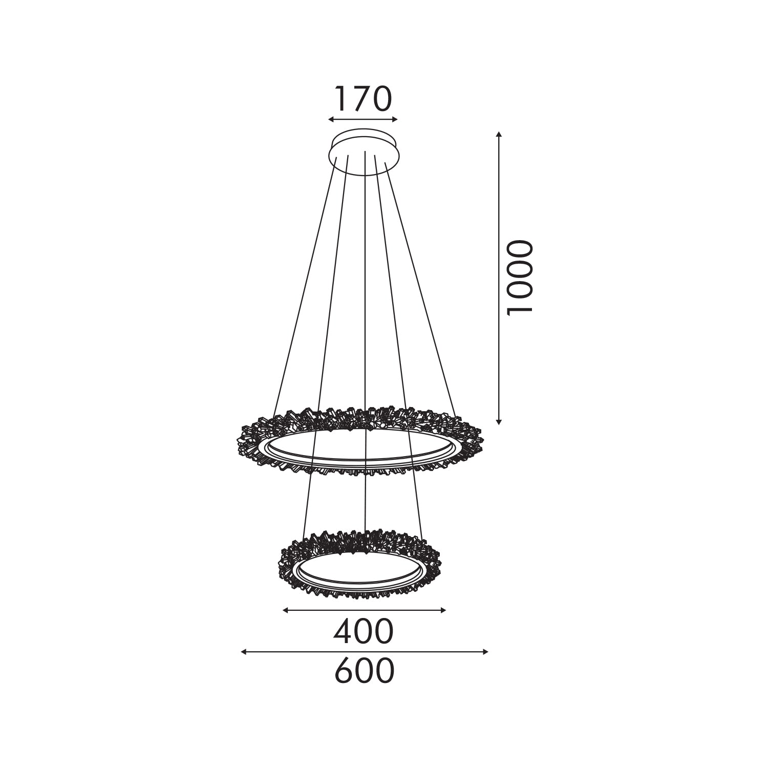 ΚΡΕΜΑΣΤΟ ΦΩΤΙΣΤΙΚΟ ACA HM251784GR ΧΡΥΣΟ LED 60W 2700K-3000K-4000K IP20 D60+D40XH120CM
