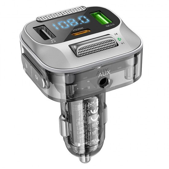 HOCO PD30W QC3.0 car charger + Bluetooth E75 FM transmitter, black - ledmania.gr