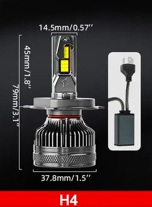 H4 Υψηλής Ισχύος K19 160W 36000LM 12V 24V Led Αυτοκινήτων Canbus Error Free Led Headlight-Σετ 2τεμ.-Ψυχρο Λευκο - ledmania.gr