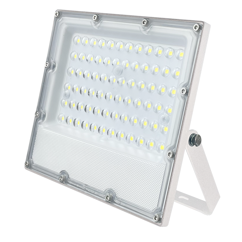 LED WHITE SMD FLOOD LUMINAIRE IP65 50W 4000K 6000Lm 100-277V RA80 IK08 5YRS BREATHING VALVE - ledmania.gr