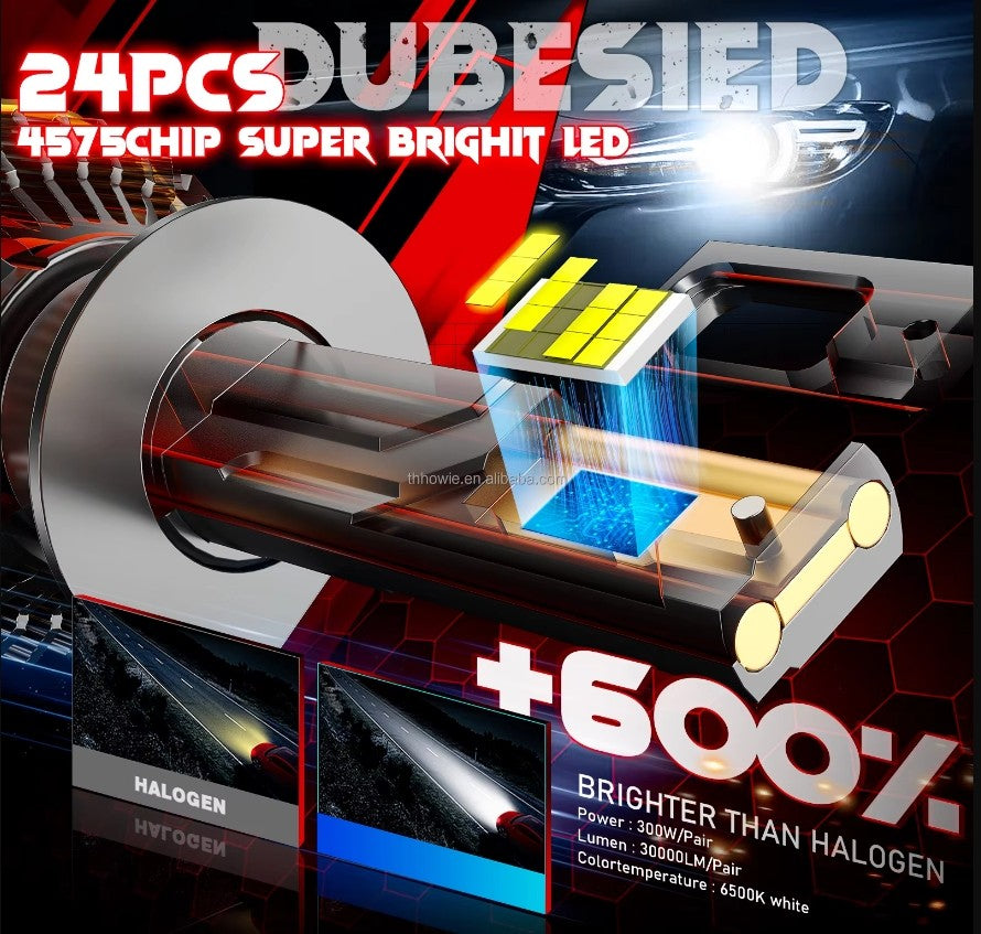 H7 30000Lm Canbus με Remote Control 130W-75W-55W-Flashing Led Αυτοκινήτων Headlight 4575 Chip Ψυχρό Λευκό-Σετ 2τεμ - ledmania.gr