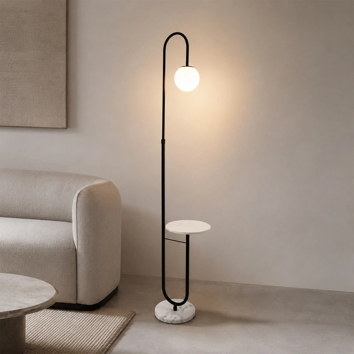 kelvo® CORDELIA KLV-102-0005 Επιδαπέδιο Φωτιστικό για Λάμπα με Ντουί 1 x E27 AC 220-240V IP20 - Μαύρο Ματ & Λευκό - Μ30 x Π34 x Υ180cm