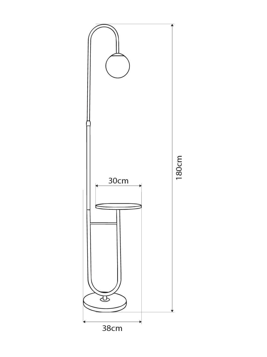 kelvo® CORDELIA KLV-102-0006 Επιδαπέδιο Φωτιστικό για Λάμπα με Ντουί 1 x E27 AC 220-240V IP20 - Μαύρο Ματ & Σατινέ Χρυσό Βούρτσας - Μ38 x Π30 x Υ180cm