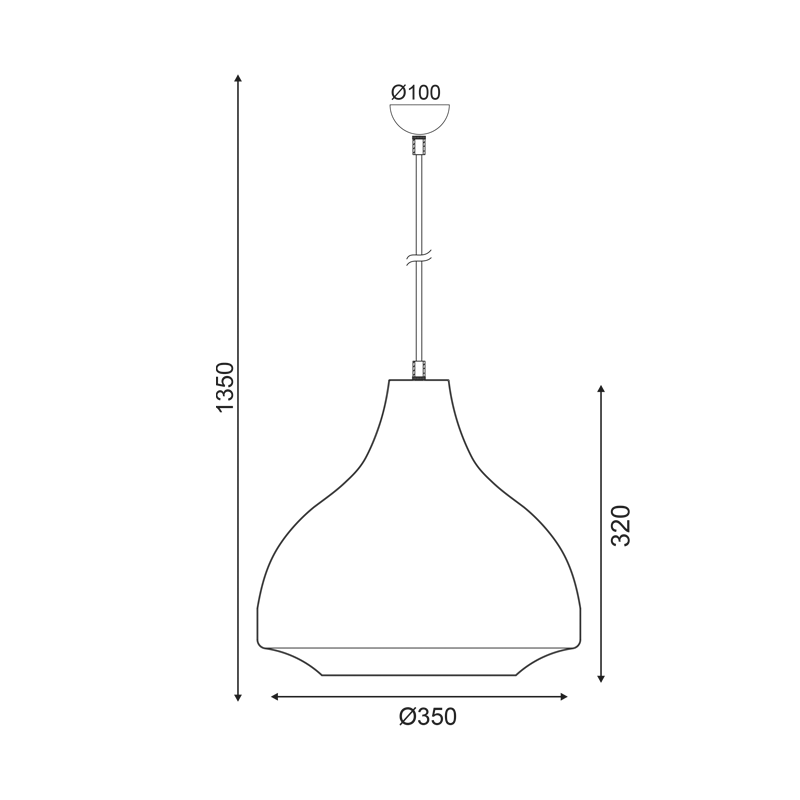 ΚΡΕΜΑΣΤΟ Φ/Σ 1ΧΕ27 ΜΕΤΑΛΛΙΚΟ ΓΡΑΦΙΤΗ Φ35XH135CM - ledmania.gr