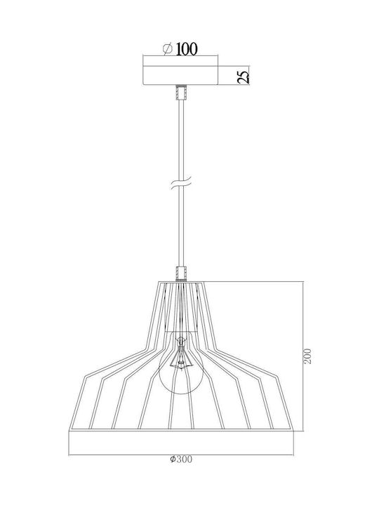 ΑΠΛΙΚΑ ΜΕΤΑΛΛΙΚΗ ΜΑΥΡΗ ΚΑΜΠΑΝΑ 1 Χ Ε27  Φ30CM - ledmania.gr