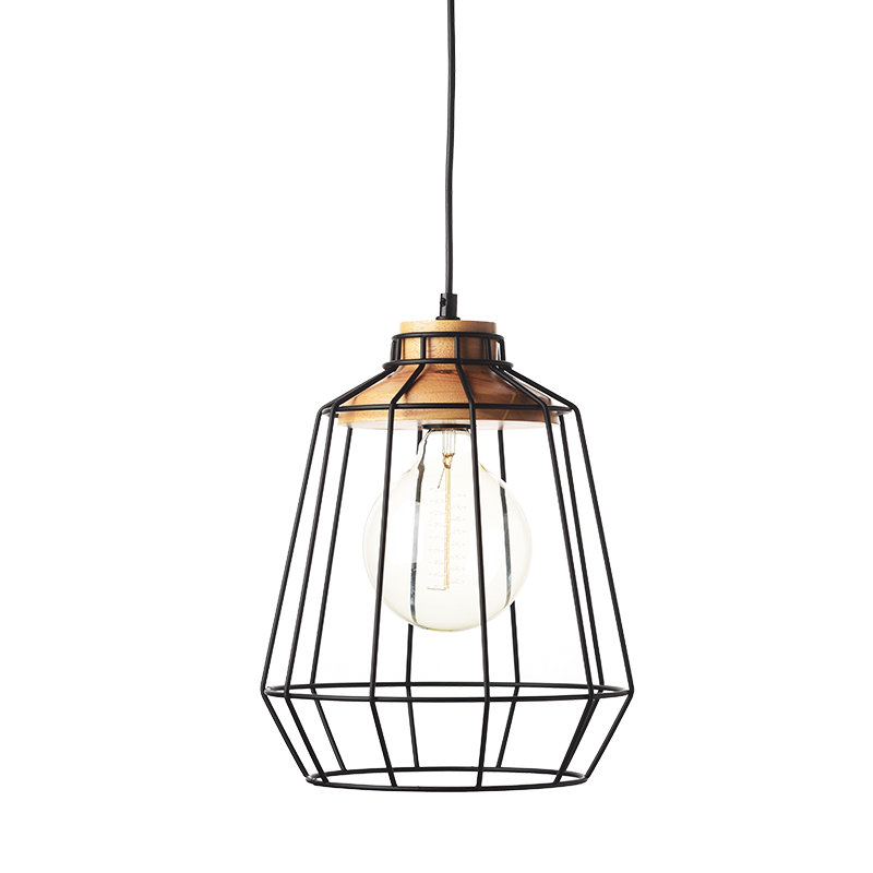 ΜΕΤΑΛΛΙΚΟ ΚΡΕΜΑΣΤΟ Φ/Σ 1ΧΕ27 ΜΑΥΡΟ ΜΕ ΞΥΛΟ Φ26χΗ34cm KENNEDY - ledmania.gr