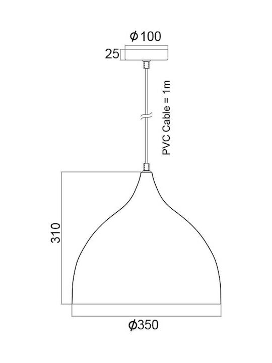 ΜΕΤΑΛΛΙΚΗ ΚΑΜΠΑΝΑ 1ΧΕ27 ΜΑΥΡΗ  Φ35χΗ31cm - ledmania.gr