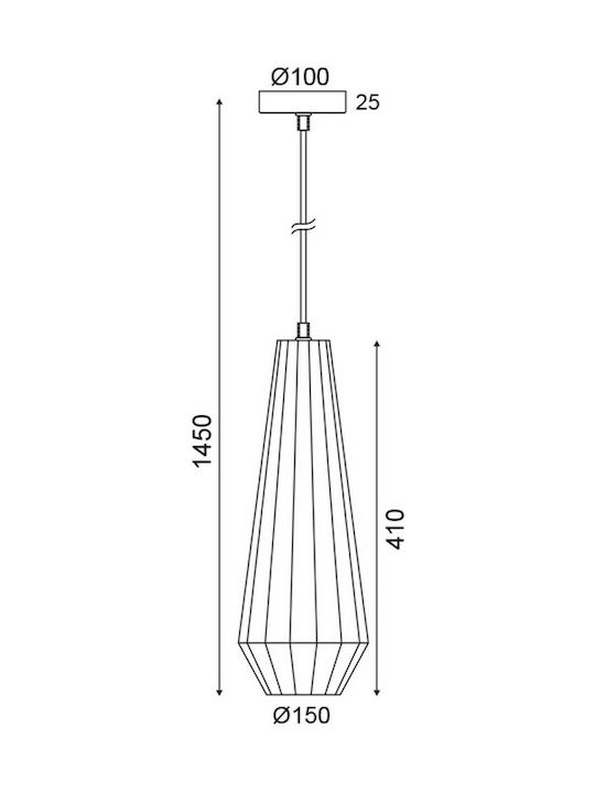 ΚΡΕΜΑΣΤΟ 1ΧΕ27 ΓΥΑΛΙ ΧΑΛΚΙΝΟ Φ15ΧΗ145CM - ledmania.gr
