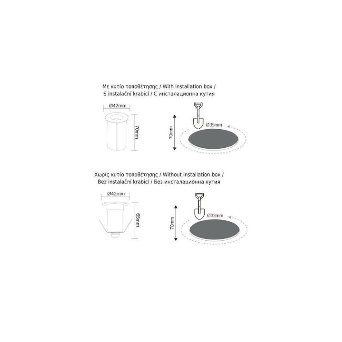 ^LED ROUND INGROUND SPOT LUMINAIRE 1W 85LM 3000K 30° 230V AC IP65 RA80 30.000hrs