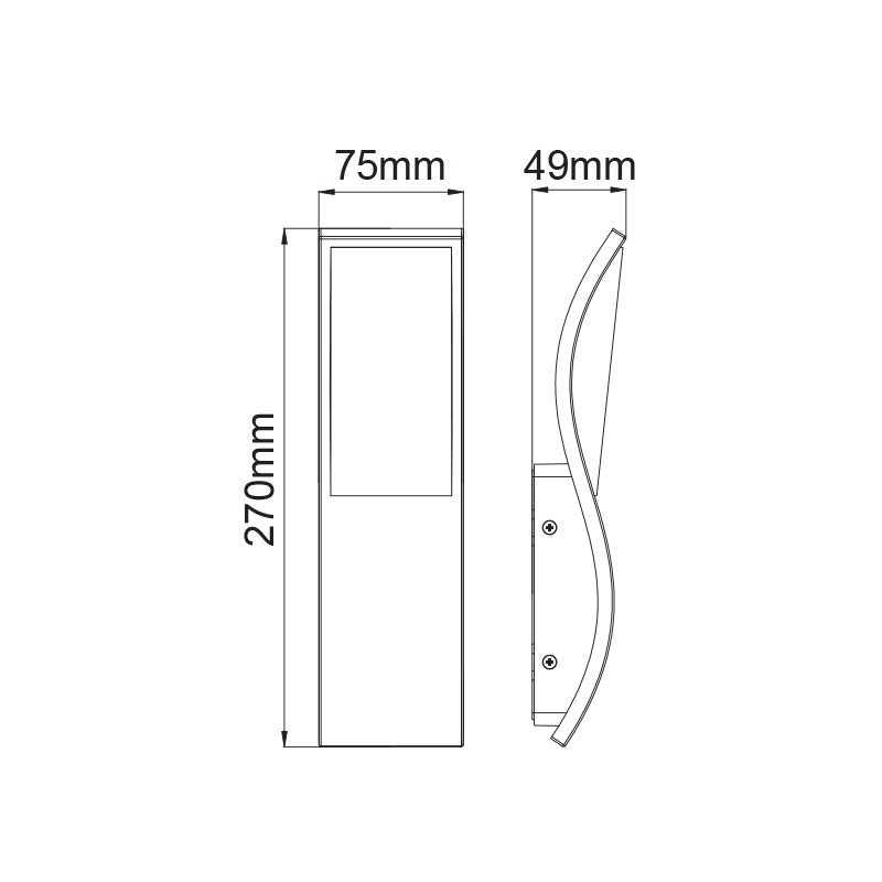 LED SMD WALL LUMINAIRE 7W 520LM 120° 230V AC 3.000K DARK GREY CRI80 IP65 30.000HRS