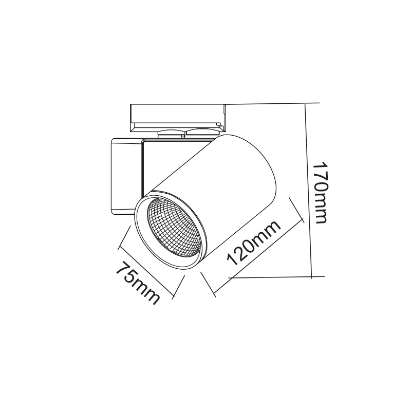 SAND WHITE LED TRACK LUMINAIRE 20W 3000K 1-PHASE 38° 2200LM 230V AC Ra80 5YRS - ledmania.gr