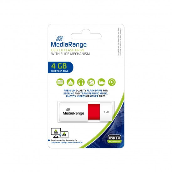 MediaRange USB 2.0 Flash Drive Color Edition 4GB (Red) (MR970) - ledmania.gr