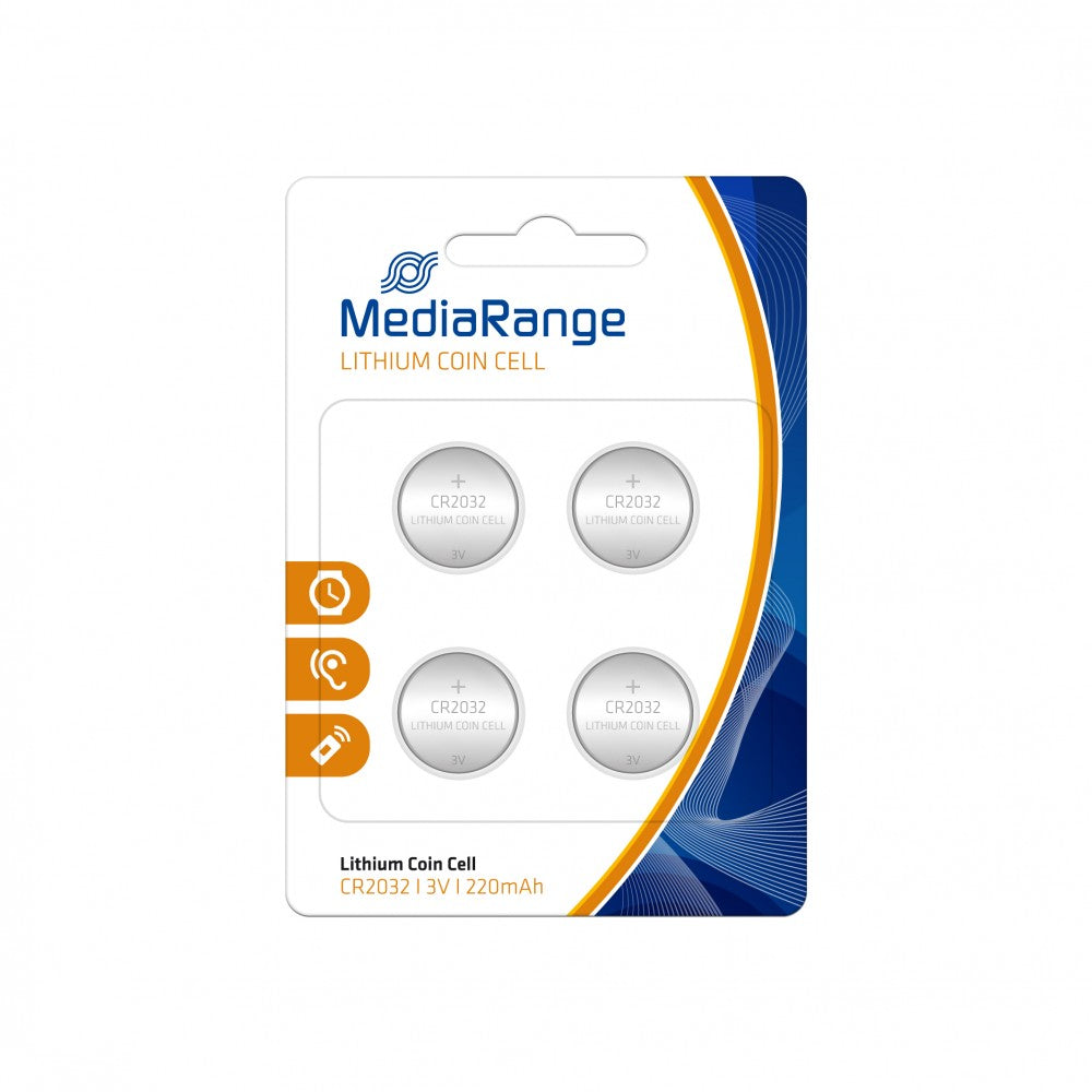 Μπαταρία Λιθίου MediaRange Coin Cells CR2032 3V (4 Pack) - ledmania.gr