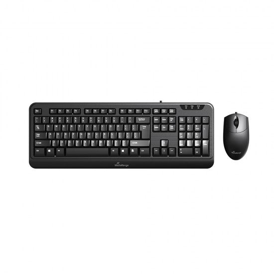 MediaRange Corded Keyboard & 3-button mouse set, Wired (Black) (MROS108-GR) - ledmania.gr