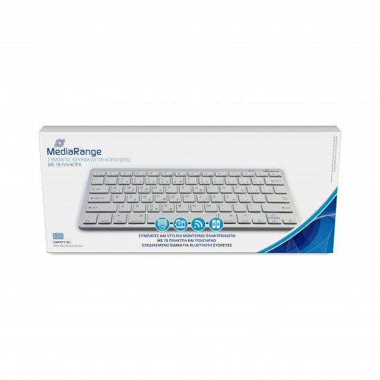 MediaRange Compact-sized Bluetooth 5.0 keyboard with 78 ultraflat keys Silver (MROS132-GR) - ledmania.gr
